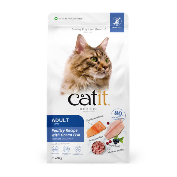 Catit Catit Recipes Ocean Chicken Salmon Turkey Adult Dry Cat Food pet food packaging