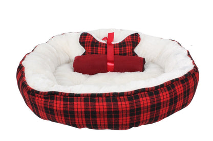 Dream Paws Checked Dog Bundle Bed With Blanket & Toy