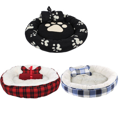 Dream Paws Checked Dog Bundle Bed With Blanket & Toy