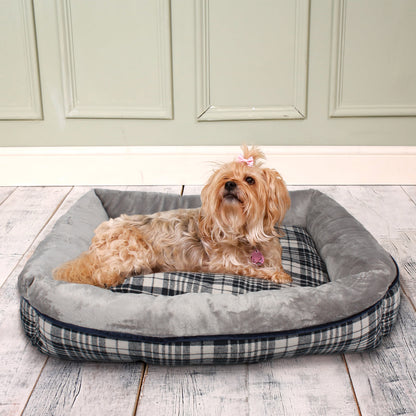 Dream Paws Grey Checked Dog Sofa Bed