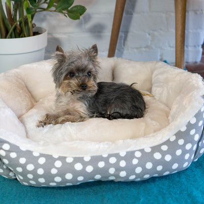 Dream Paws Scalloped Grey Dog Bed