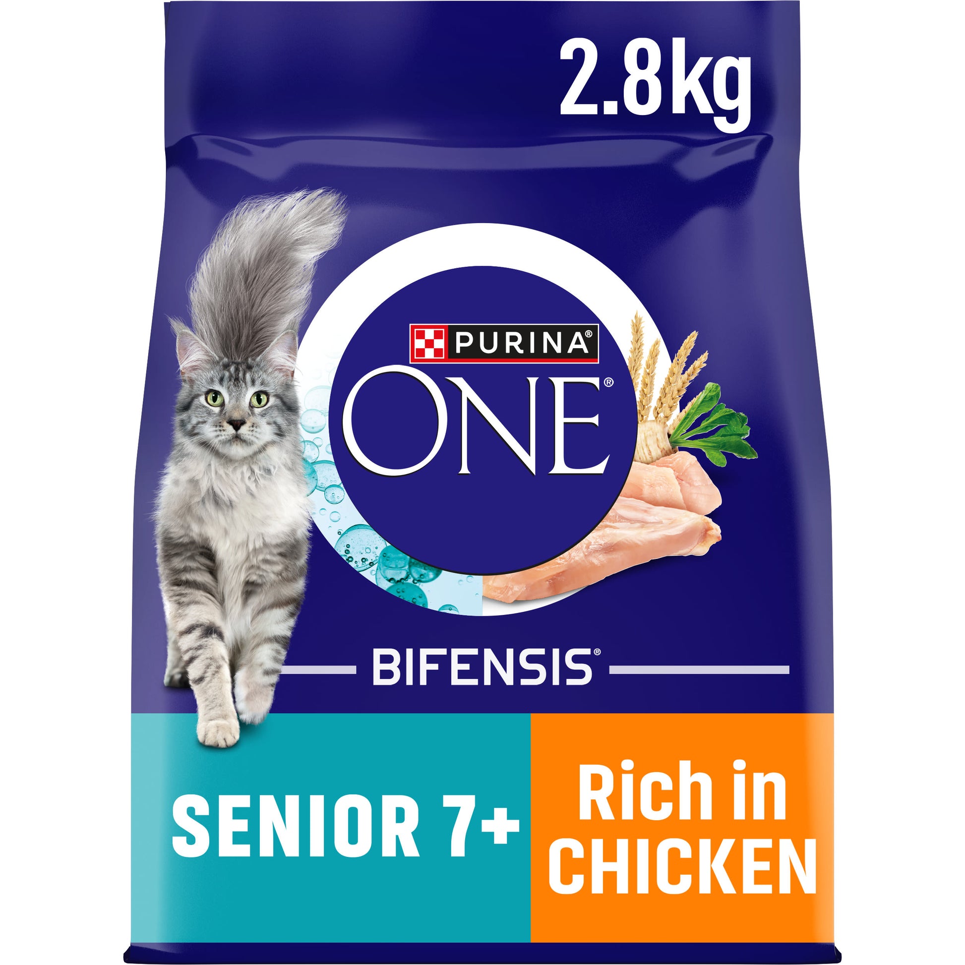 Purina One Purina One Chicken Senior Dry Cat Food pet food packaging