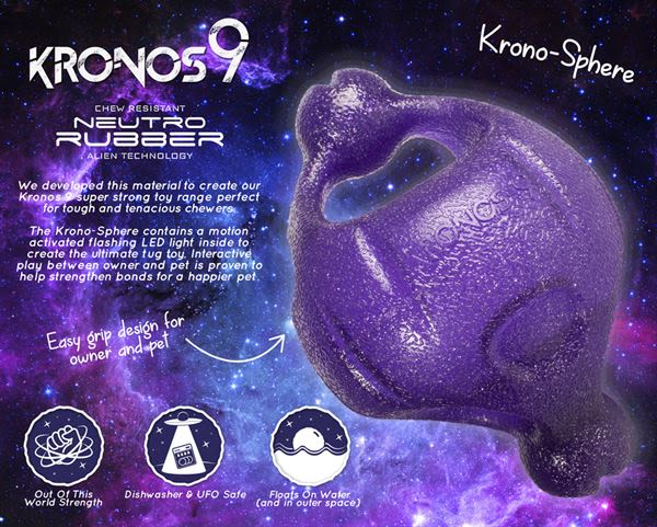 Kronos9 Sphere Flashing Purple Throw & Fetch Dog Toy