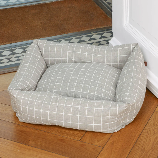 Dream Paws Check Sofa Grey Pet Bed