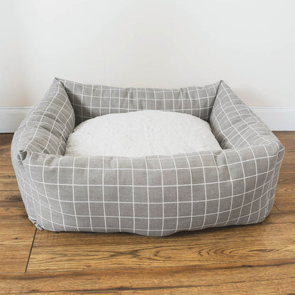Dream Paws Check Sofa Grey Pet Bed