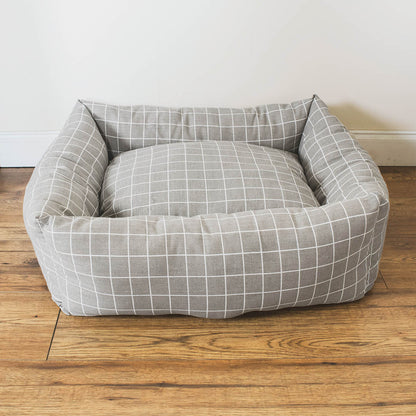 Dream Paws Check Sofa Grey Pet Bed
