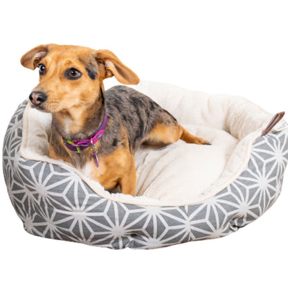 Dream Paws Geometric Cosy Grey Pet Bed
