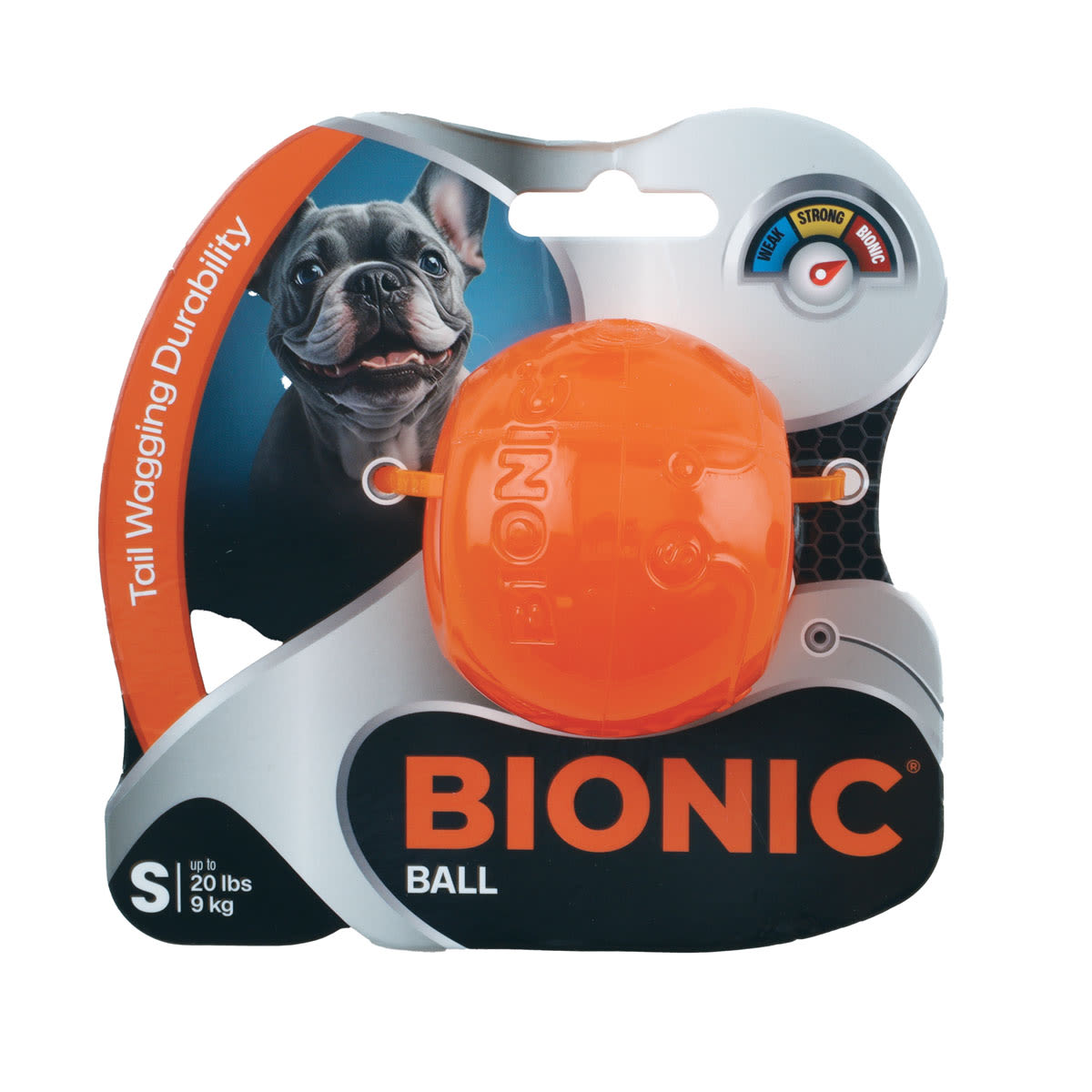 BIONIC Bounce Treats Holding Orange Dog Ball Toy