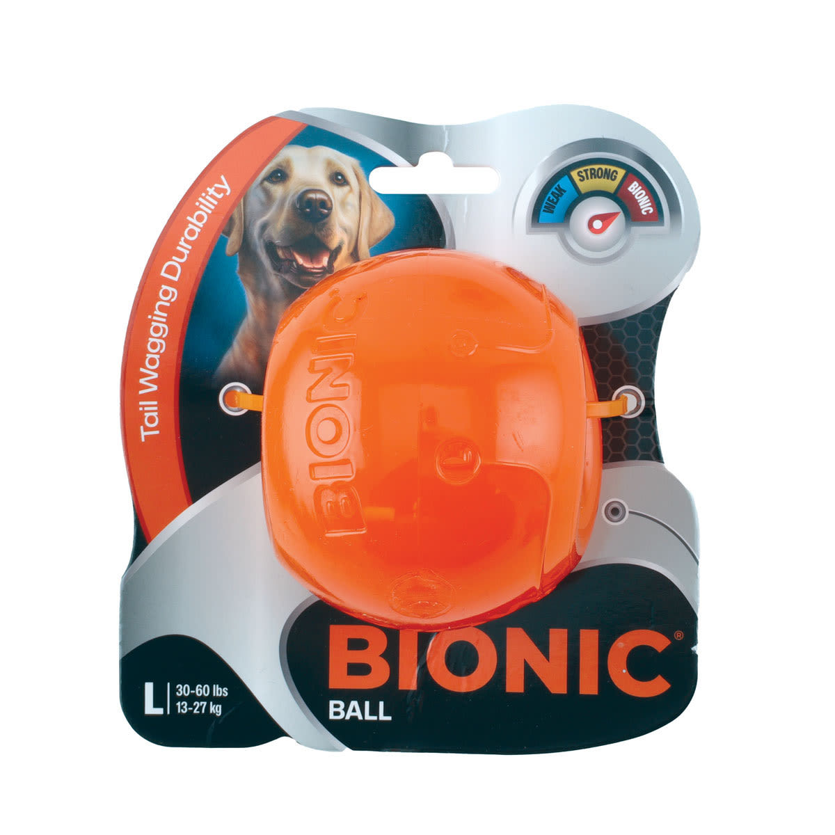 BIONIC Bounce Treats Holding Orange Dog Ball Toy