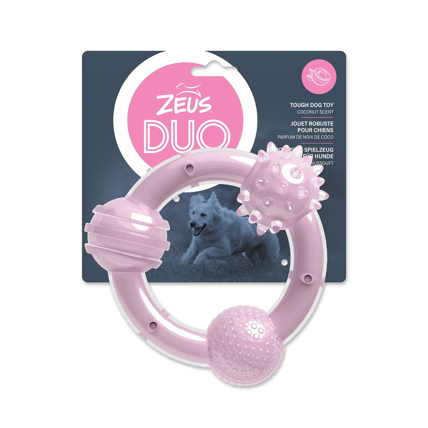 Zeus Duo Tri-Ring Lilac Coconut Scent Dog Chew Toy