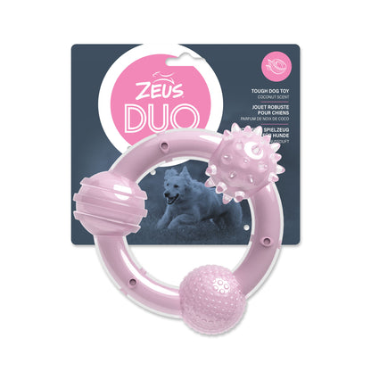 Zeus Duo Tri-Ring Lilac Coconut Scent Dog Chew Toy
