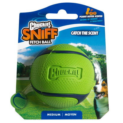 Chuckit! Sniff Fetch Ball Peanut Butter Medium Green Ball Dog Toy