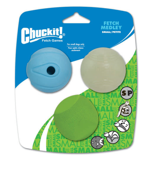 Chuckit! Fetch Medley 3 Pack Assorted Small Dog Ball Toy