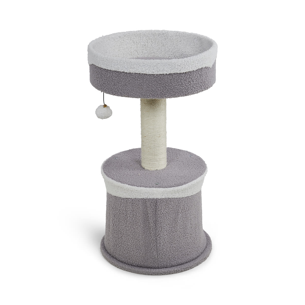 Petface Teddy Fleece Cream & Grey Cat Hide and Platform Bed