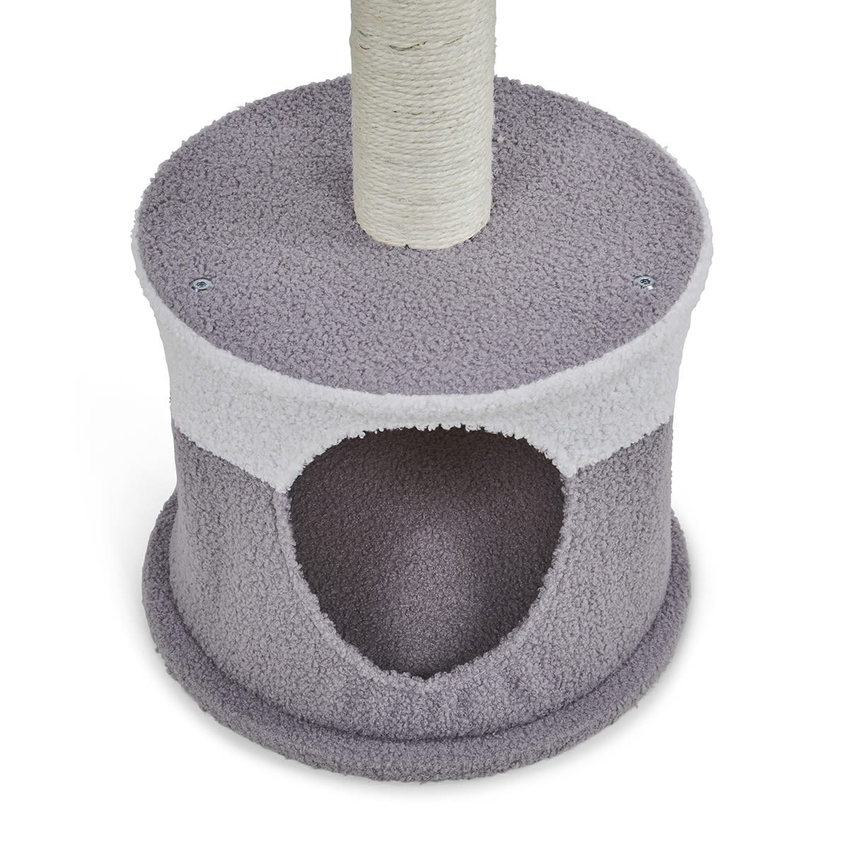 Petface Teddy Fleece Cream & Grey Cat Hide and Platform Bed