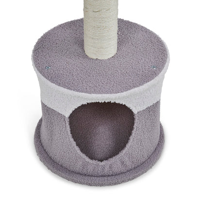 Petface Teddy Fleece Cream & Grey Cat Hide and Platform Bed
