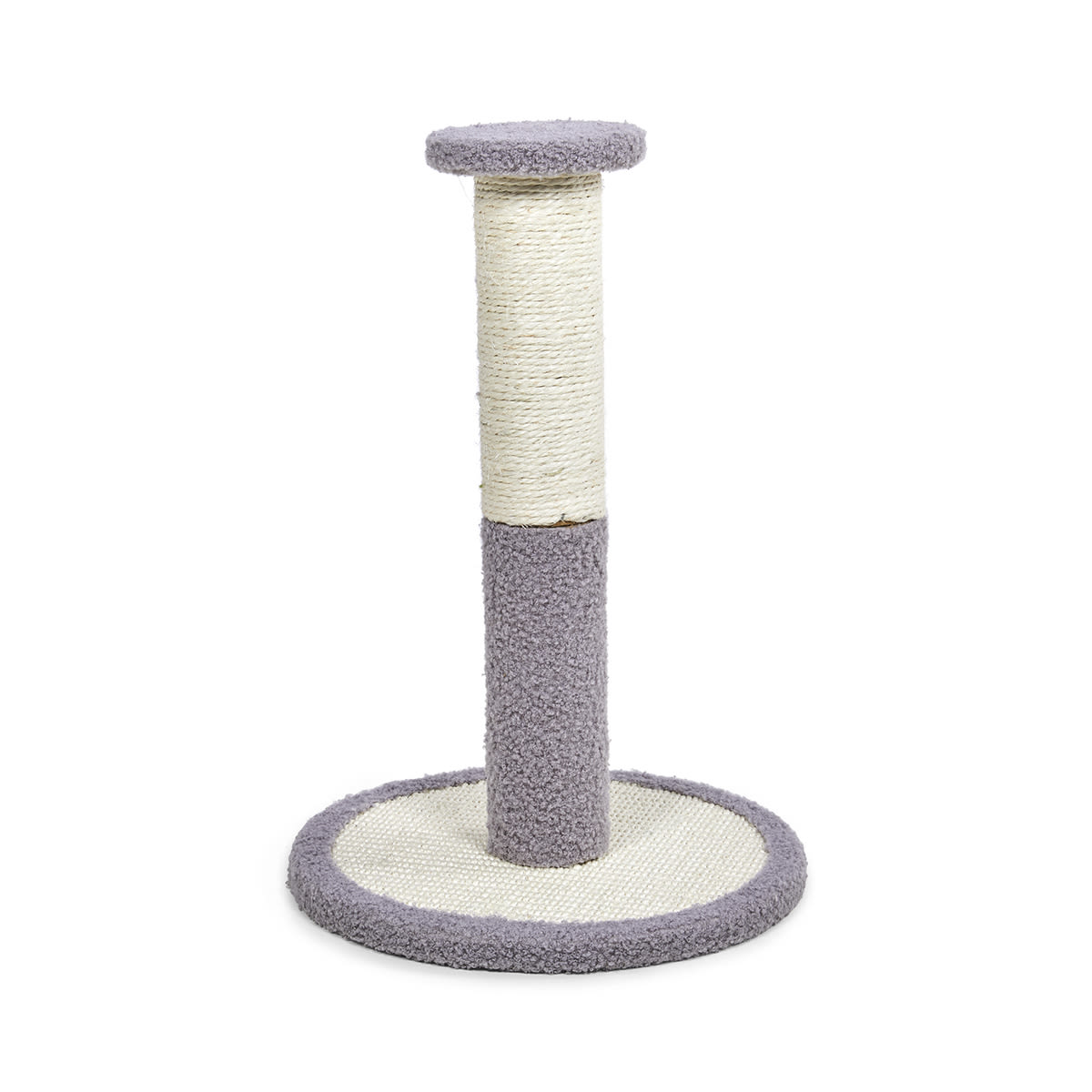 Petface Sisal and Teddy Fleece Cream & Grey Cat Scratch Post