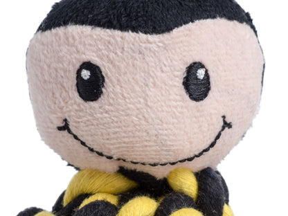 Petface Buddies Bert Bee Yellow & Brown Rope Ball Dog Toy