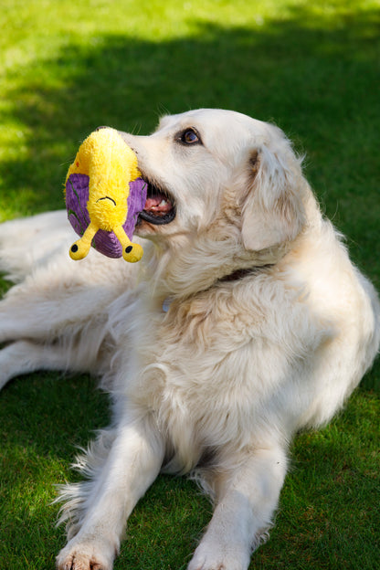 Petface Buddies Sassy The Snail Yellow & Violet Plush Dog Toy