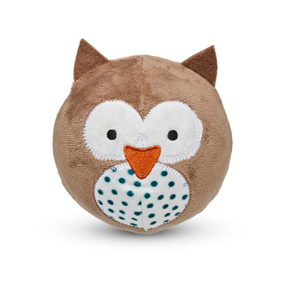 Petface Round Owl Plush Ball Brown Dog Toy
