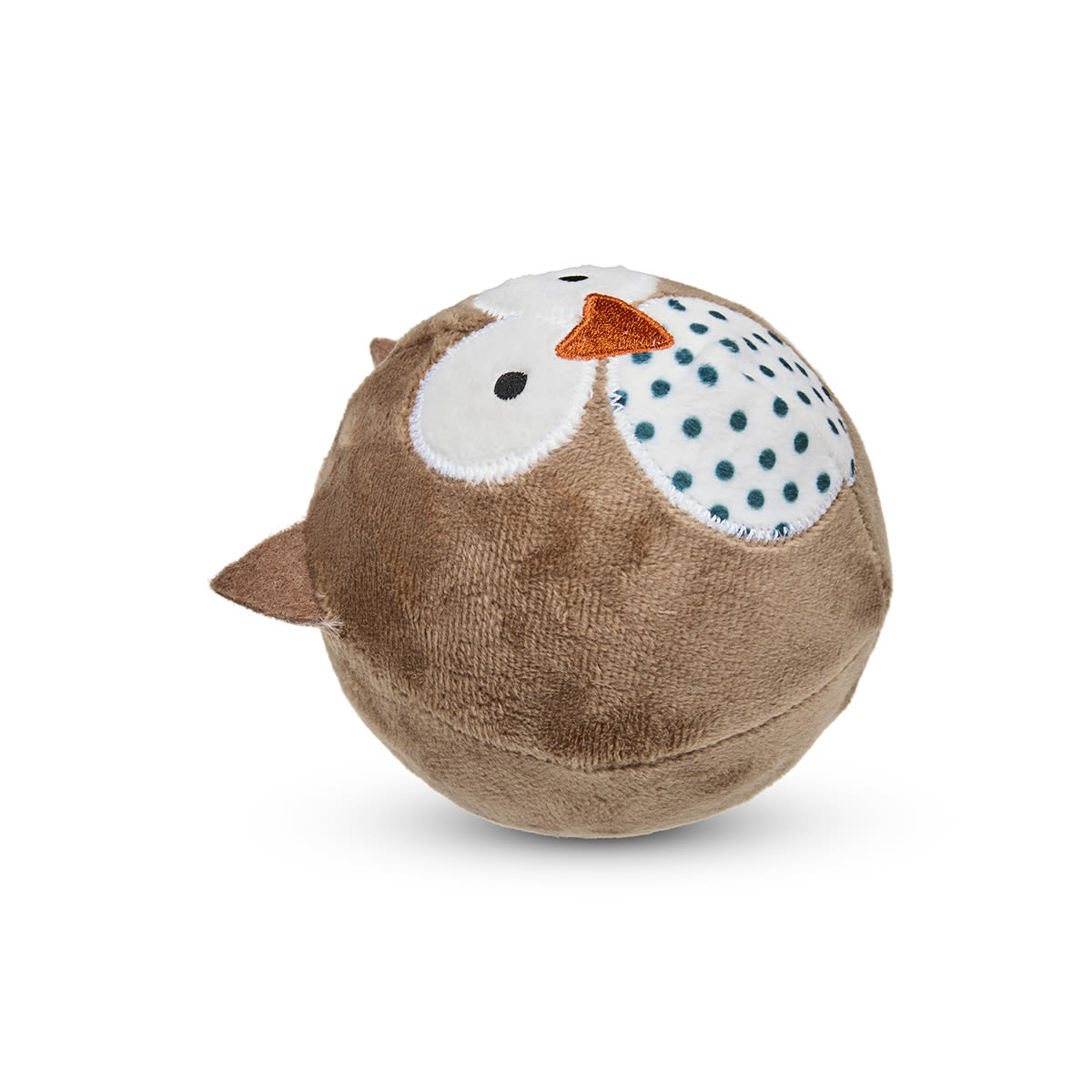 Petface Round Owl Plush Ball Brown Dog Toy