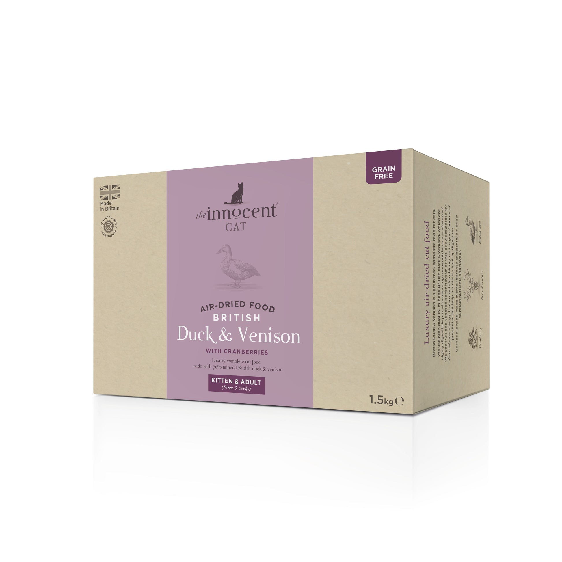 The Innocent Cat The Innocent Cat British Air Dried Duck Venison Adult Dry Food pet food packaging