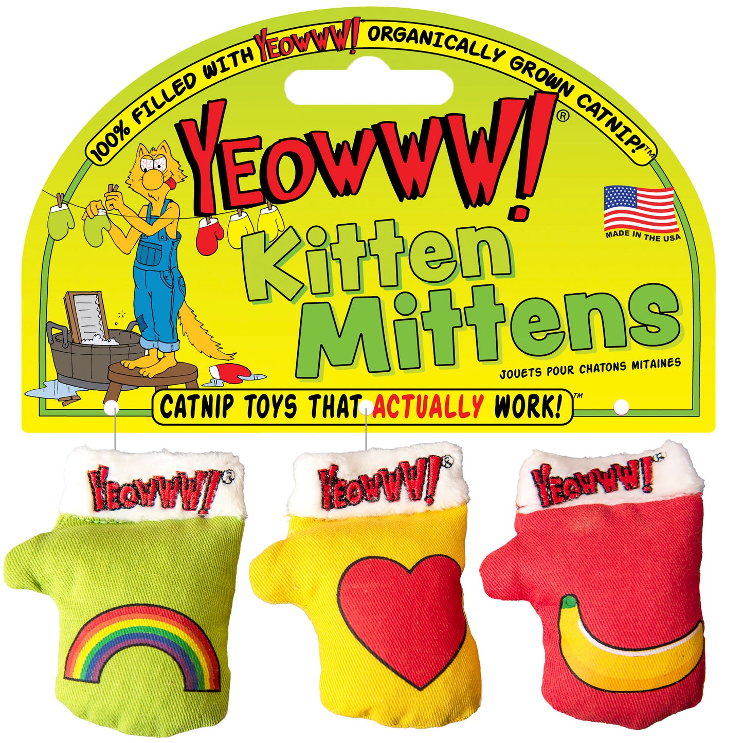 Yeowww 3 Kitten Mittens Catnip Toy