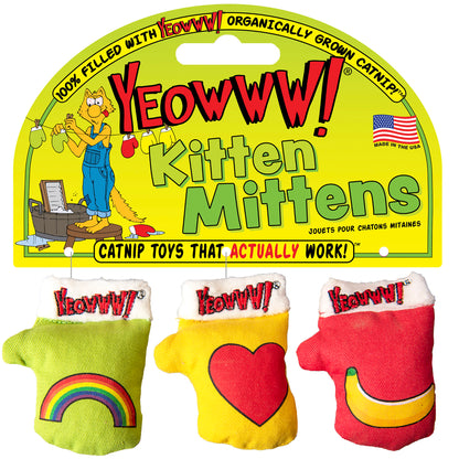Yeowww 3 Kitten Mittens Catnip Toy