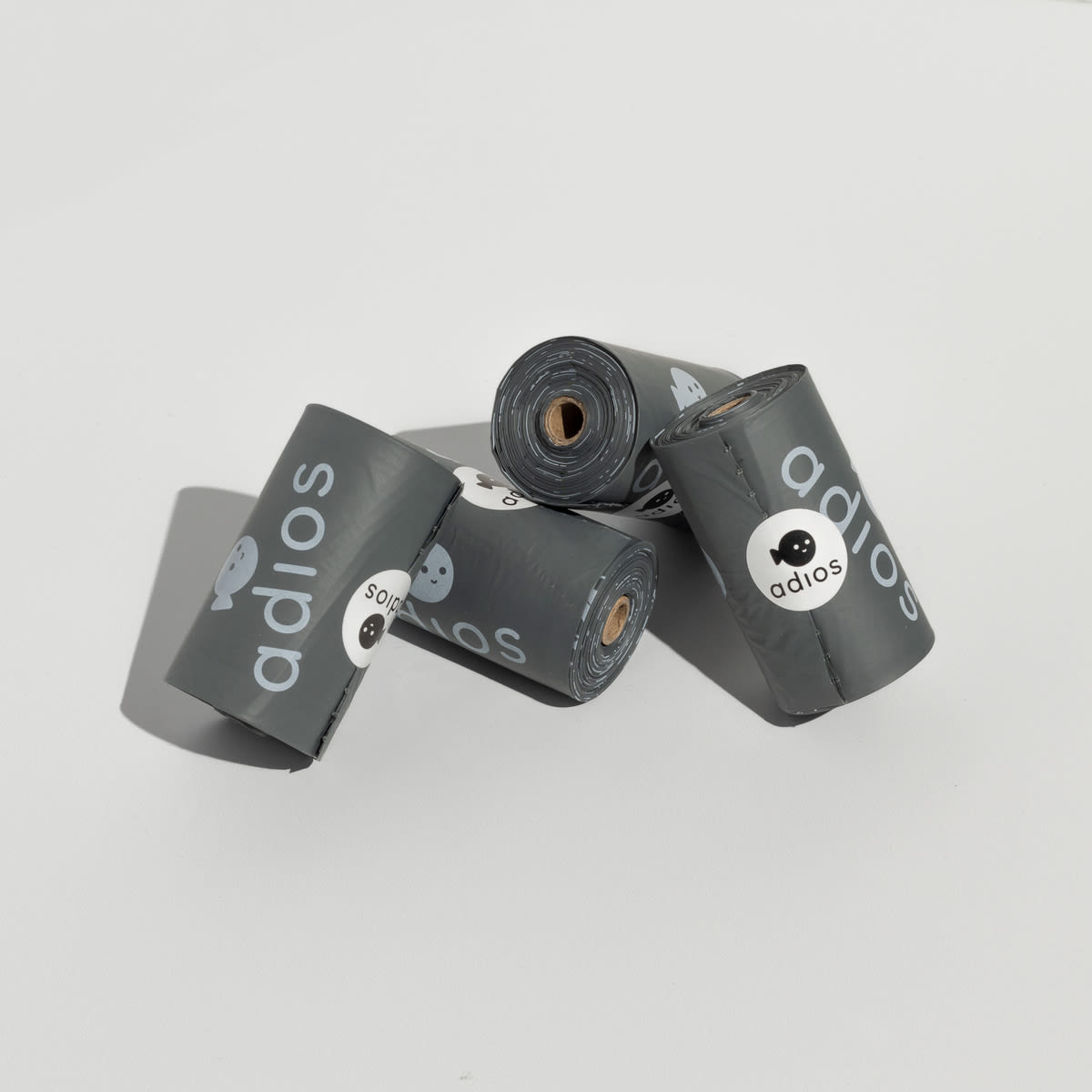 Adios Plastic Compostable Grey Non Handle Poo Bags