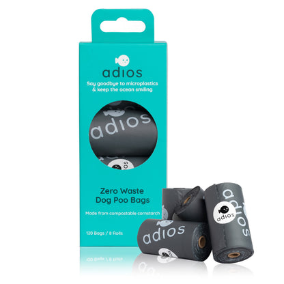 Adios Plastic Compostable Grey Non Handle Poo Bags