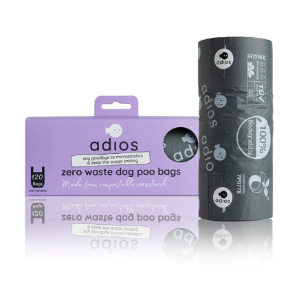 Adios Plastic Compostable Grey Non Handle Poo Bags