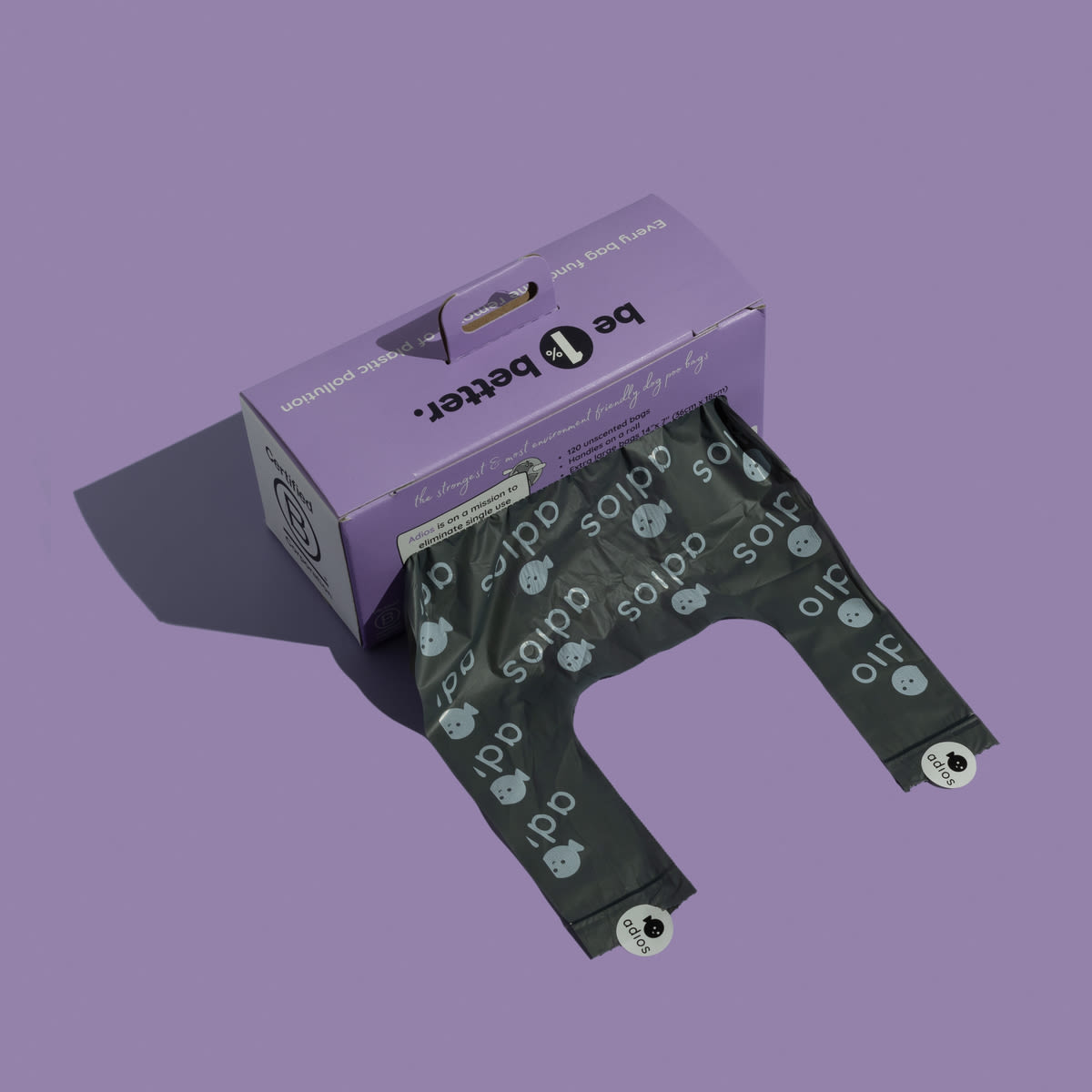 Adios Plastic Compostable Grey Non Handle Poo Bags