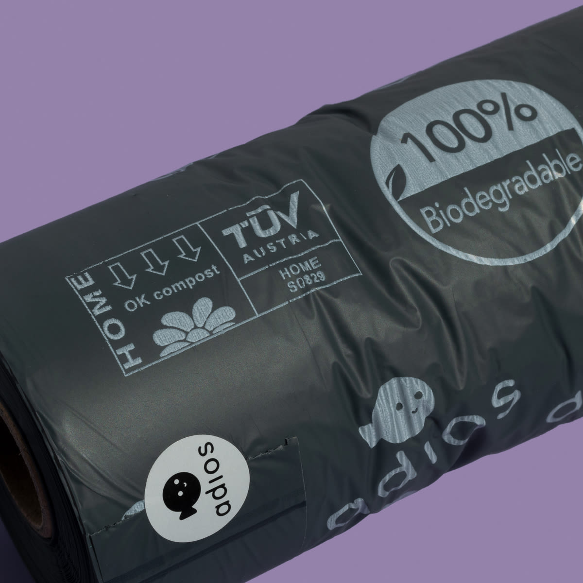 Adios Plastic Compostable Grey Non Handle Poo Bags