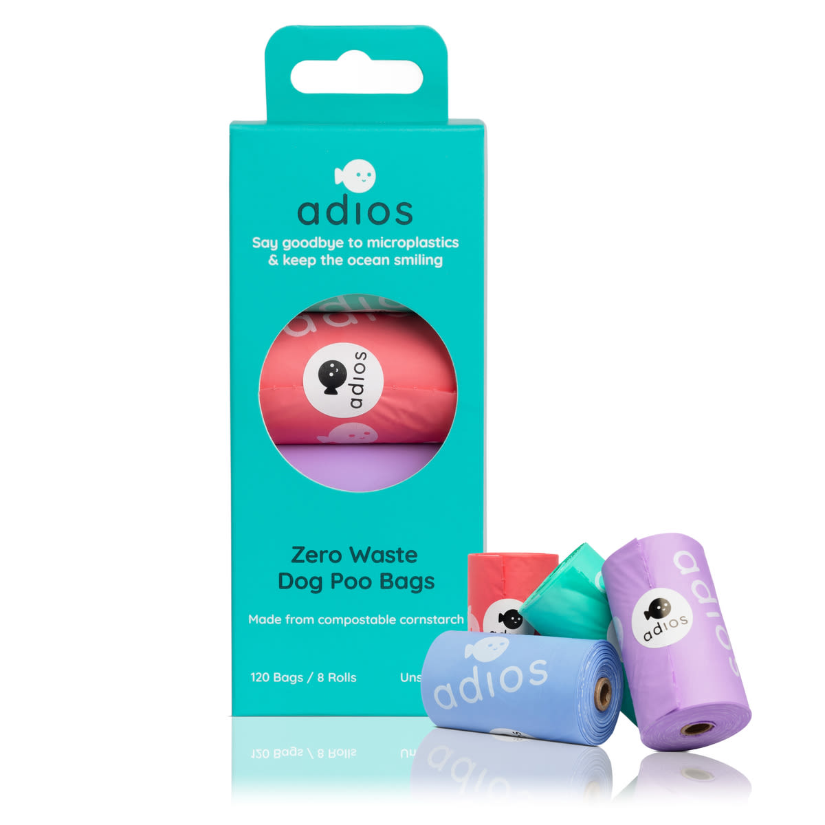 Adios Plastic Compostable Rainbow Non Handle Poo Bags