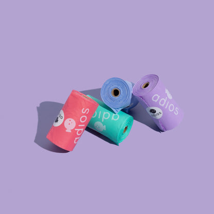 Adios Plastic Compostable Rainbow Non Handle Poo Bags