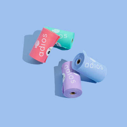 Adios Plastic Compostable Rainbow Non Handle Poo Bags