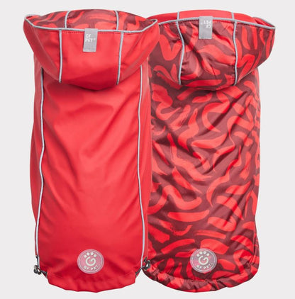 GF Pet Elasto-Fit Reversible Red Abstract Dog Raincoat