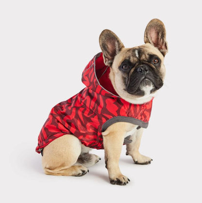 GF Pet Elasto-Fit Reversible Red Abstract Dog Raincoat