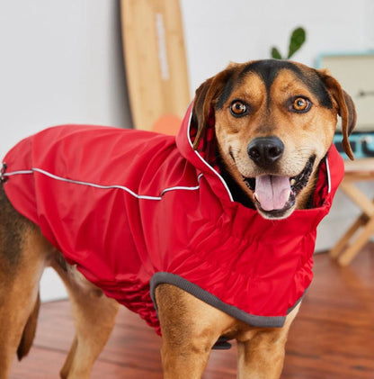 GF Pet Elasto-Fit Reversible Red Abstract Dog Raincoat