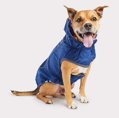 GF Pet Elasto-Fit Reversible Navy Retro Dog Raincoat