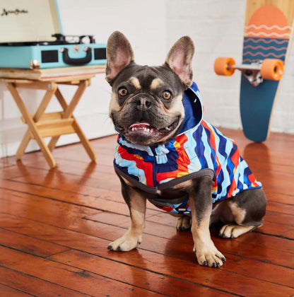 GF Pet Elasto-Fit Reversible Navy Retro Dog Raincoat