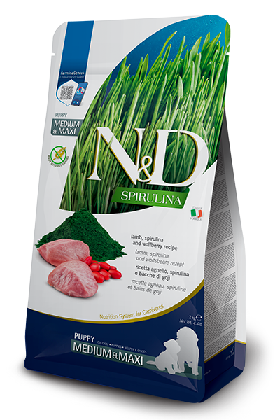 Farmina Farmina Spirulina Med Chicken Herring Lamb Puppy Dry Dog Food pet food packaging