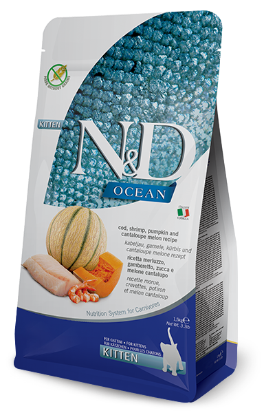 Farmina Farmina Ocean Shrimp Cantaloupe Melon Cod Herring Kitten Dry Cat Food pet food packaging