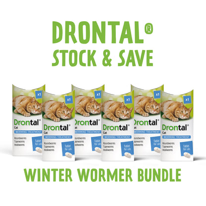 6x Drontal Wormer Tablets for Small and Medium Cats (2 to 4kg)