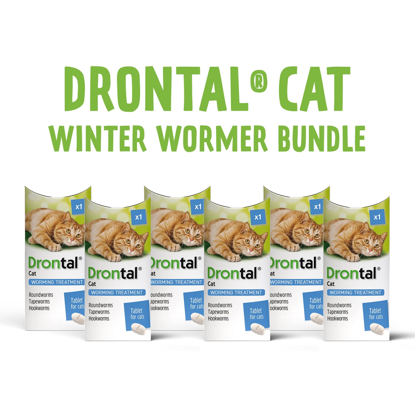 6x Drontal Wormer Tablets for Small and Medium Cats (2 to 4kg)