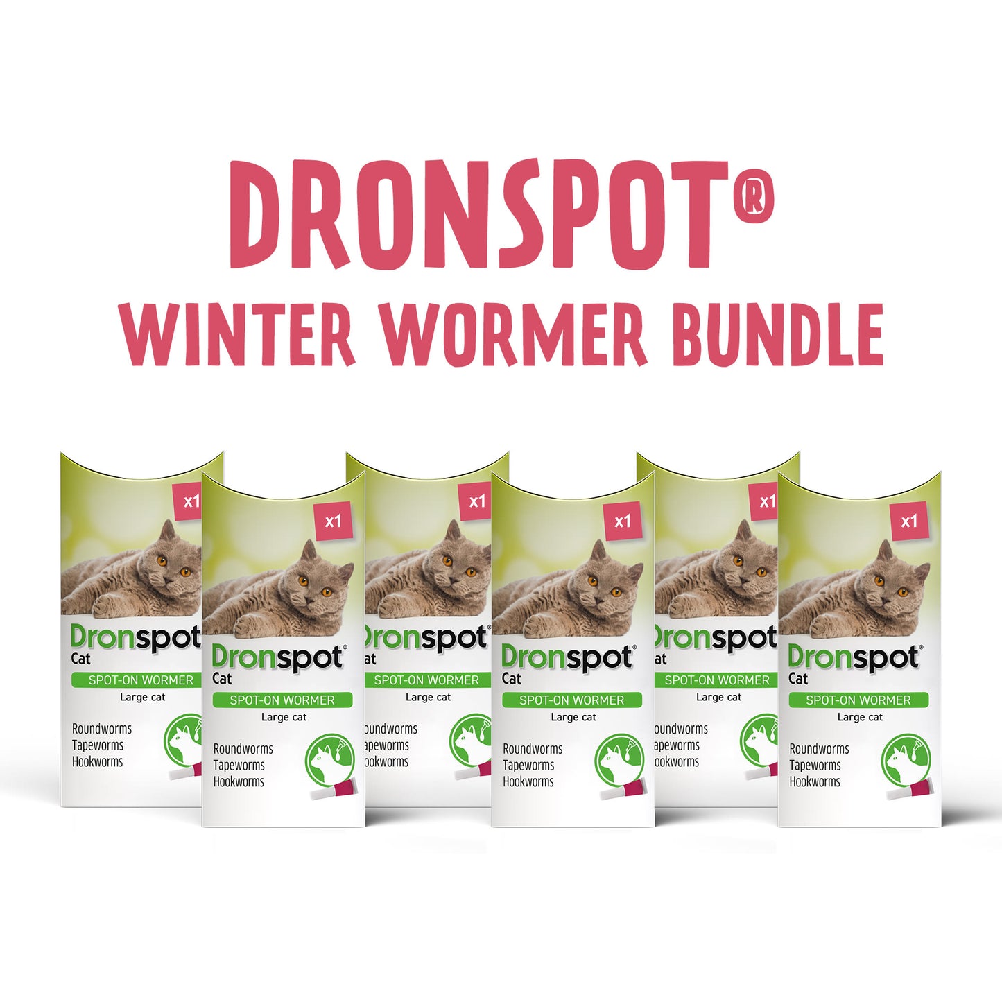 6x Dronspot Spot On Worming Solution for Large Cats (5-8kg)