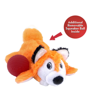 KONG Cozie Pocketz Fox Medium Orange Dog Toy