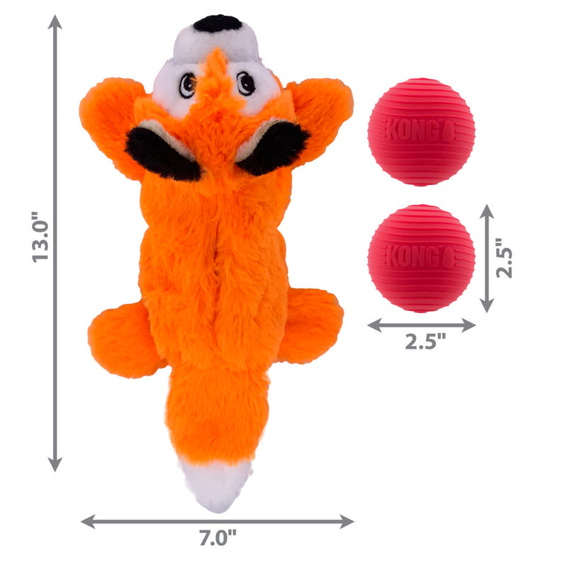 KONG Cozie Pocketz Fox Medium Orange Dog Toy