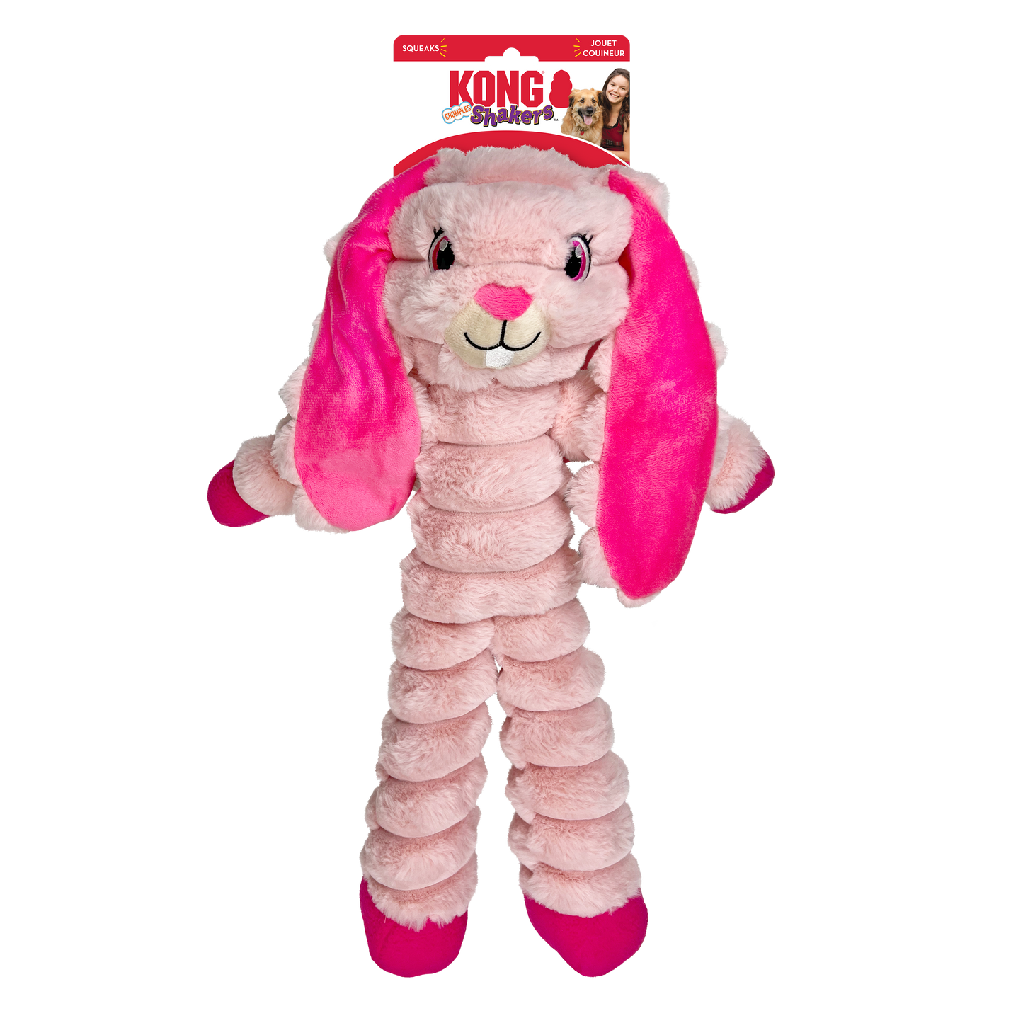 KONG Shakers Crumples Pink Bunny Dog Toy
