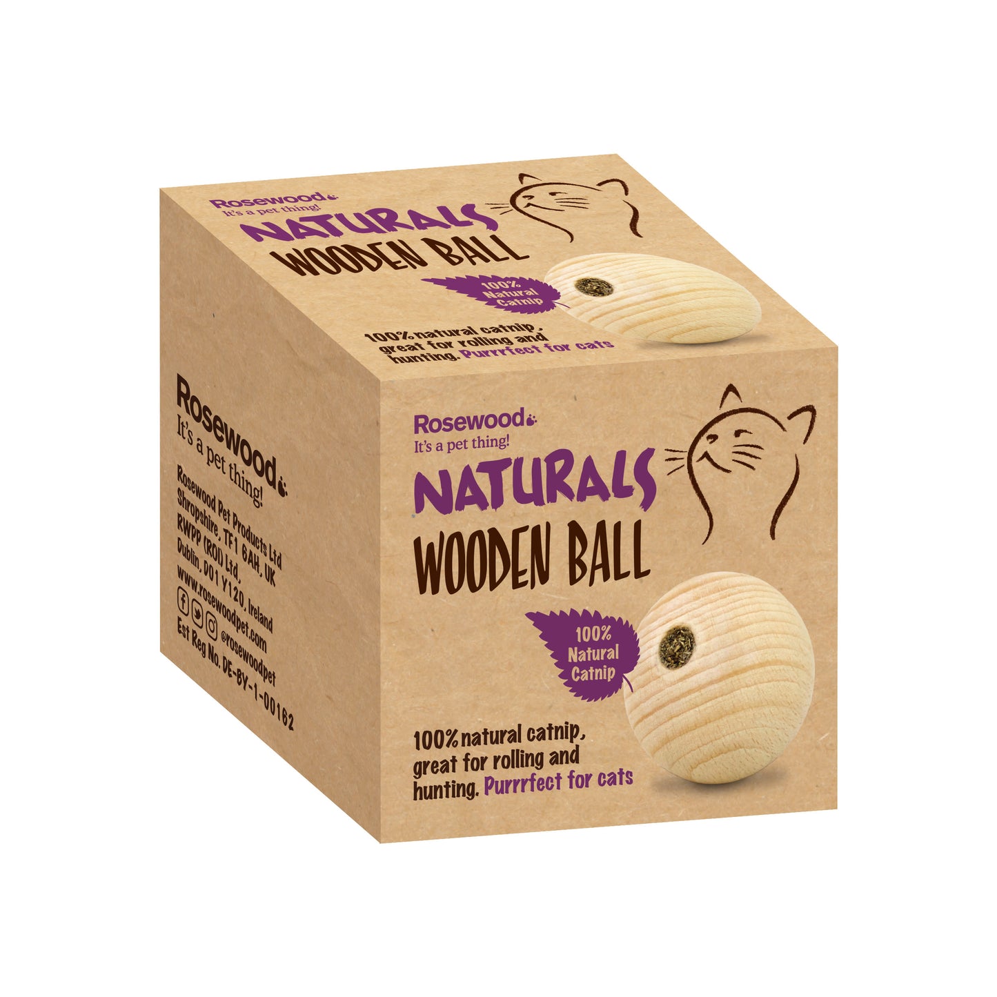 Rosewood Naturals Catnip Wooden Ball Cat Toy